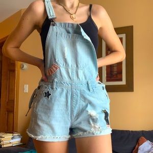 Cute Denim Overalls with Patches